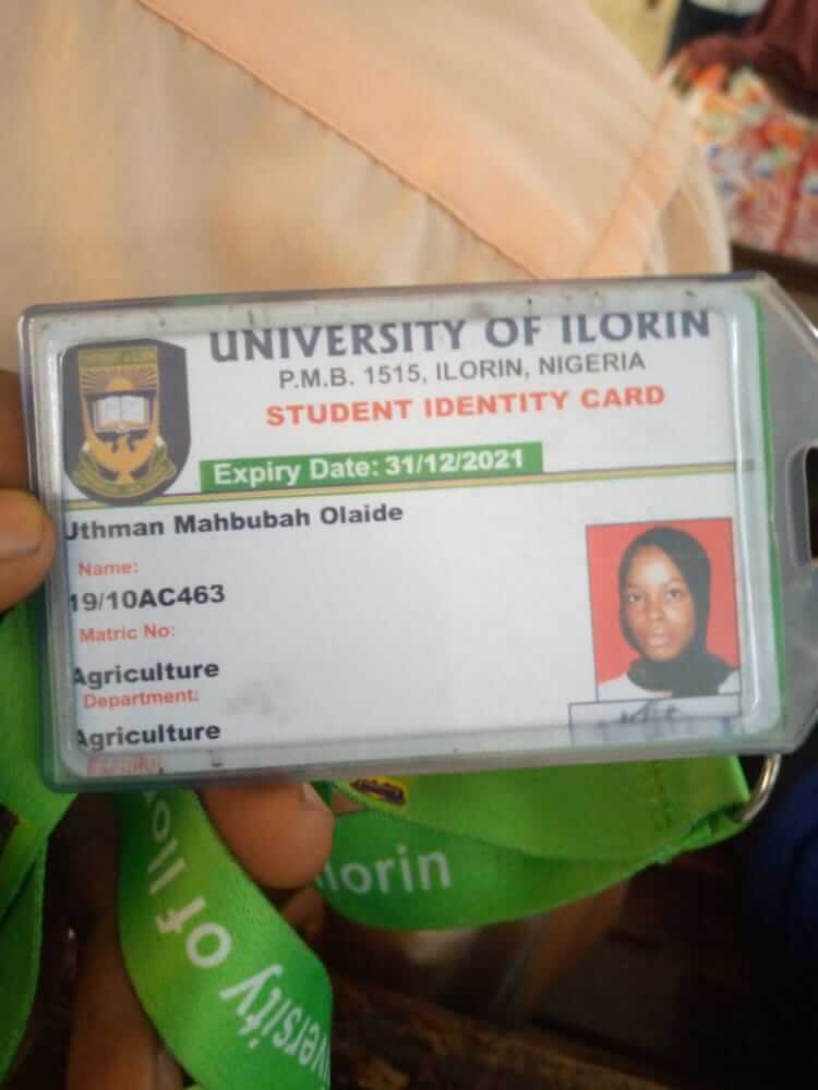 Unilorin Student Identity Card - Uthman Mahbubah Olaide