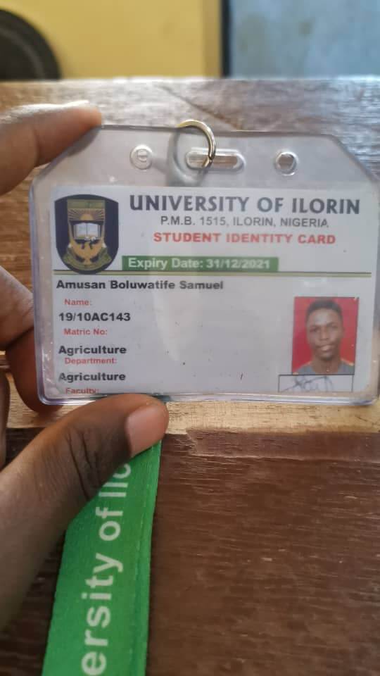 University of Ilorin Student identity card - Amusan Boluwatife