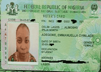 Voter's card - Adegoke Emmanuella Oyinlade