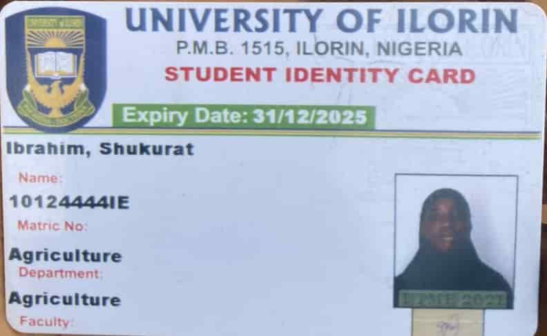 Found unilorin ID card agriculture