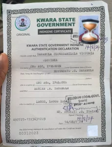 found indigene certificate in unilorin